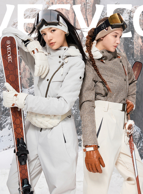 VECVEC老钱风滑雪服防水耐磨双板连体雪服透气保暖户外冬季单板女