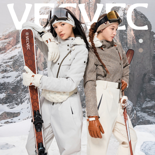VECVEC老钱风滑雪服防水耐磨双板连体雪服透气保暖户外冬季单板女