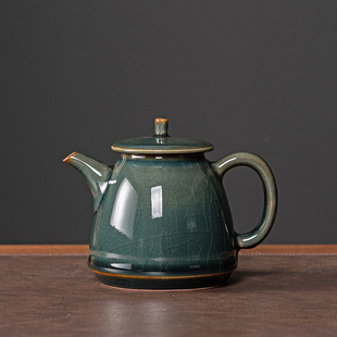 高档哥窑茶壶冰裂开片功夫茶具单壶家用陶瓷小茶壶红茶绿茶泡茶壶