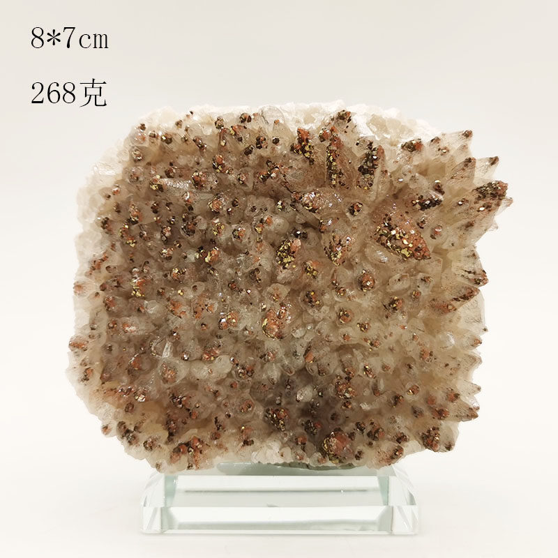 天然 方解石 硫铁矿黄铁矿共生原石矿物晶体观赏摆件科普教学摆件