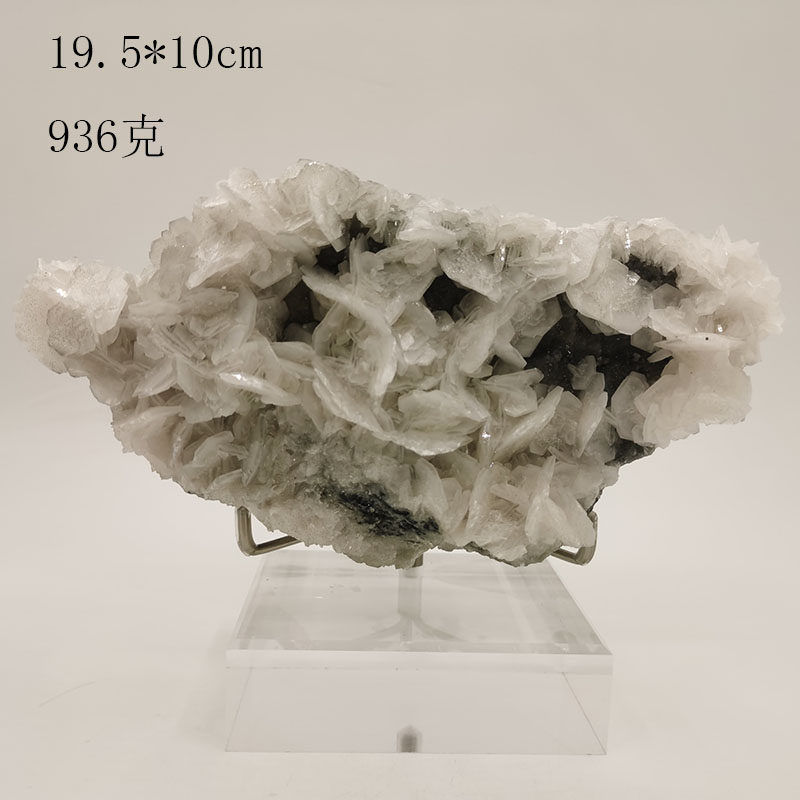 天然水晶 方解石和硫铁矿共生原石矿物标本科普教学观赏办公摆件