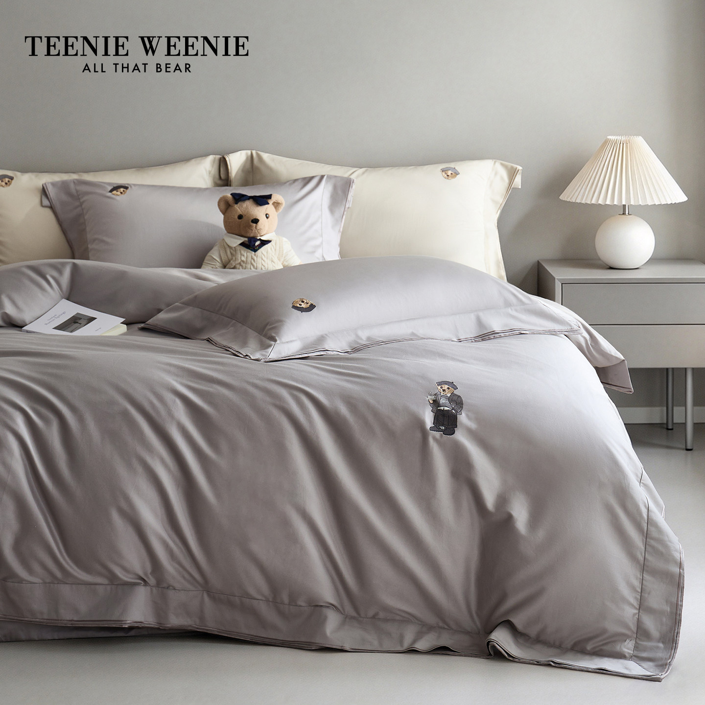 TeenieWeenie小熊高奢双股贡缎全棉床上四件套丝滑纯棉高质感被套