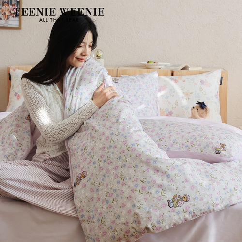 TeenieWeenie小熊刺绣纯棉碎花四件套床上用品宿舍三件套四季款