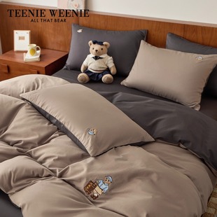 TeenieWeenie小熊高级感男生全棉水洗棉四件套被套床单床笠四季款