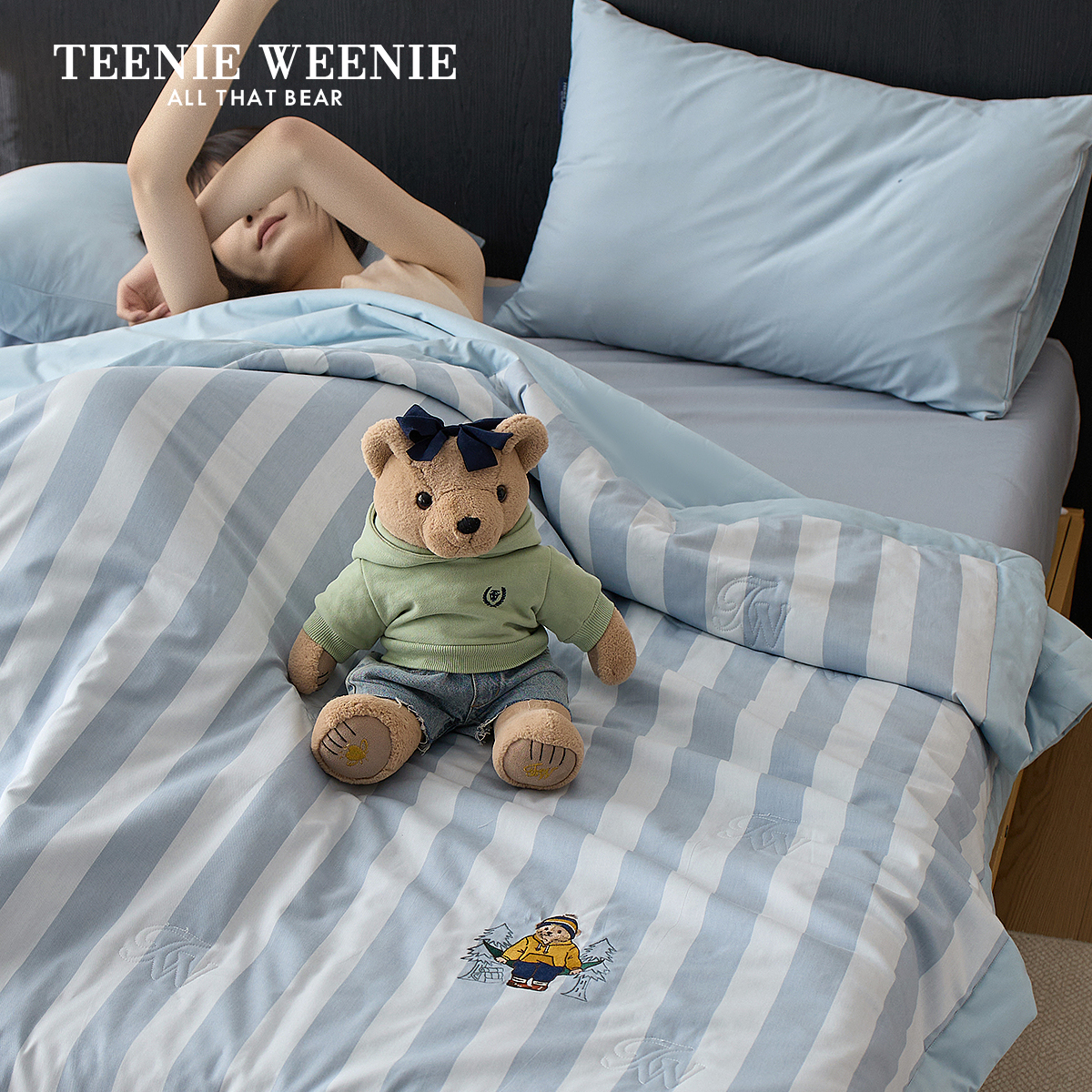 TeenieWeenie小熊刺绣全棉水洗棉印花夏被空调被可机洗水洗薄款