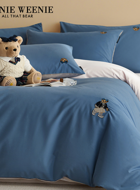 TeenieWeenie全棉纯棉蓝色磨毛被套单件男耐脏单双人被罩四季可用