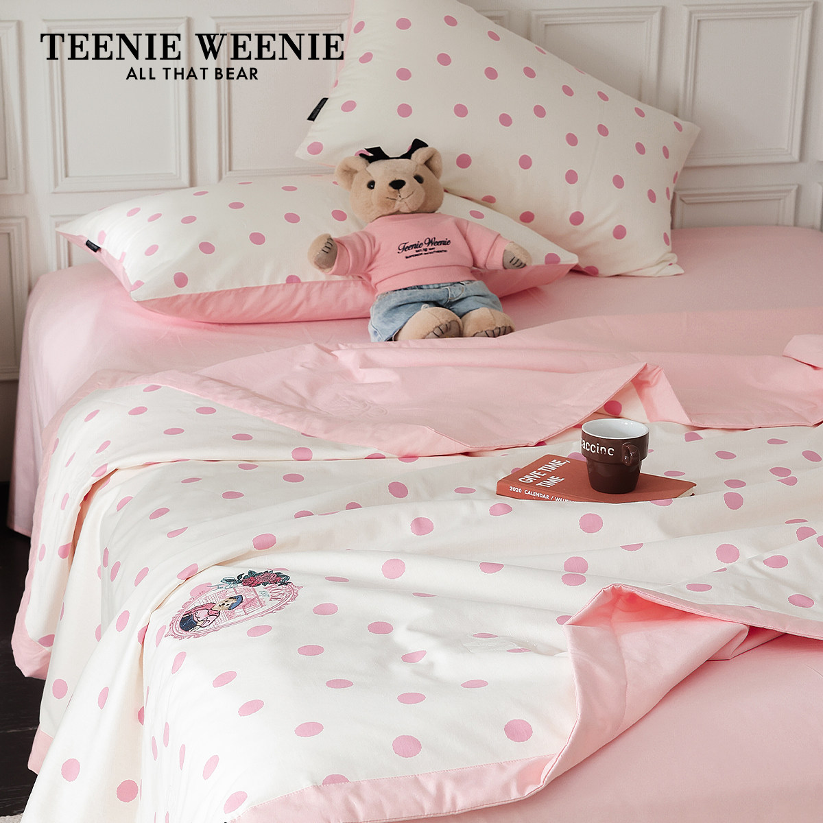 TeenieWeenie少女心粉色全棉夏凉被纯棉水洗棉单双人空调被可机洗