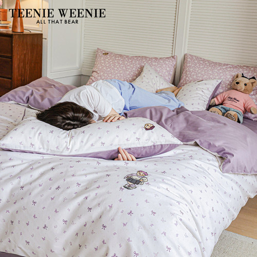 TeenieWeenie小熊全棉床上用品四件套2025新款碎花刺绣纯棉三件套