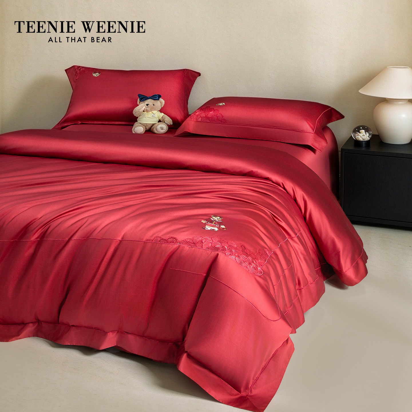 TeenieWeenie红色婚庆全棉长绒棉四件套结婚轻奢高级感喜庆床品