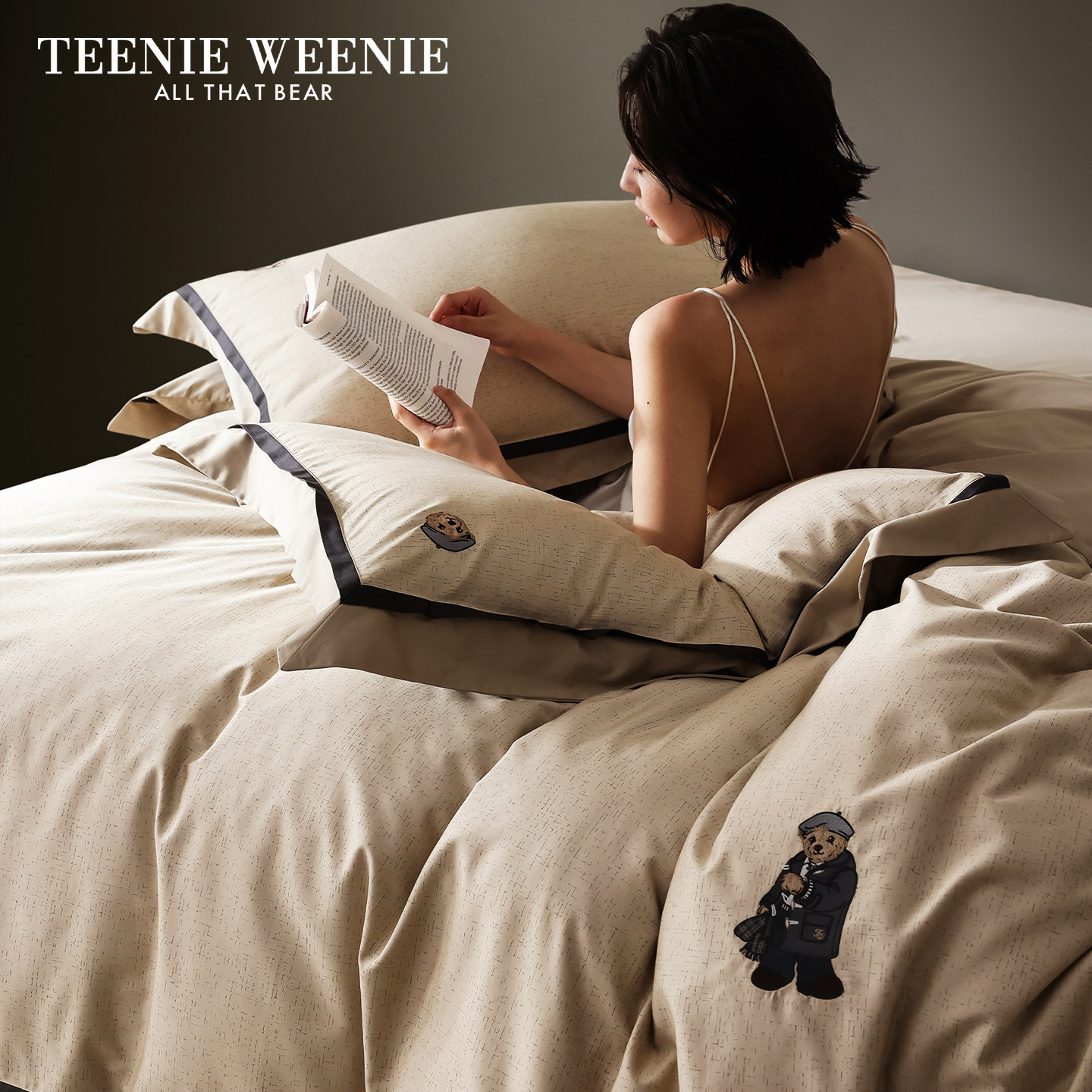 TeenieWeenie香槟金高级感提花宽边四件套纯棉五星级酒店高端床品,床上用品,酒店床品套件,淘宝优惠券,粉丝福利购,淘宝优惠卷