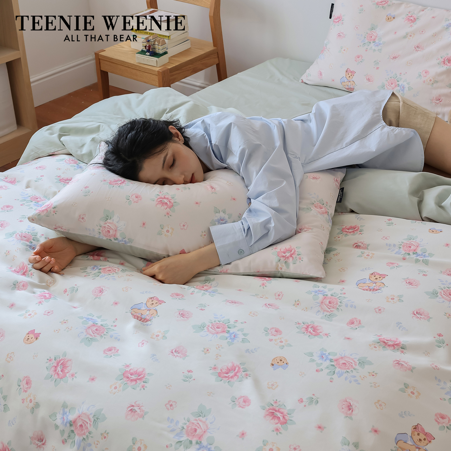 TeenieWeenie小熊A类纯棉床上四件套加厚全棉被套学生宿舍床单罩