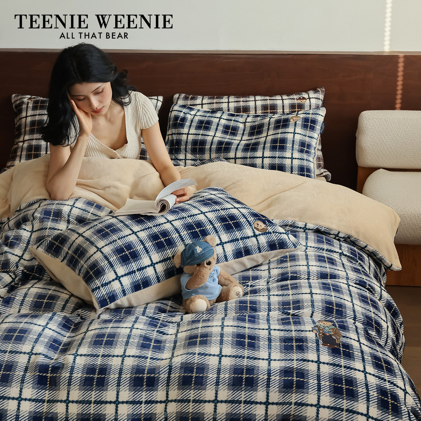 TeenieWeenie小熊加厚学生宿舍牛奶绒三四件套加绒被套床单床笠,床上用品,床品套件/四件套/多件套,淘宝优惠券,粉丝福利购,淘宝优惠卷