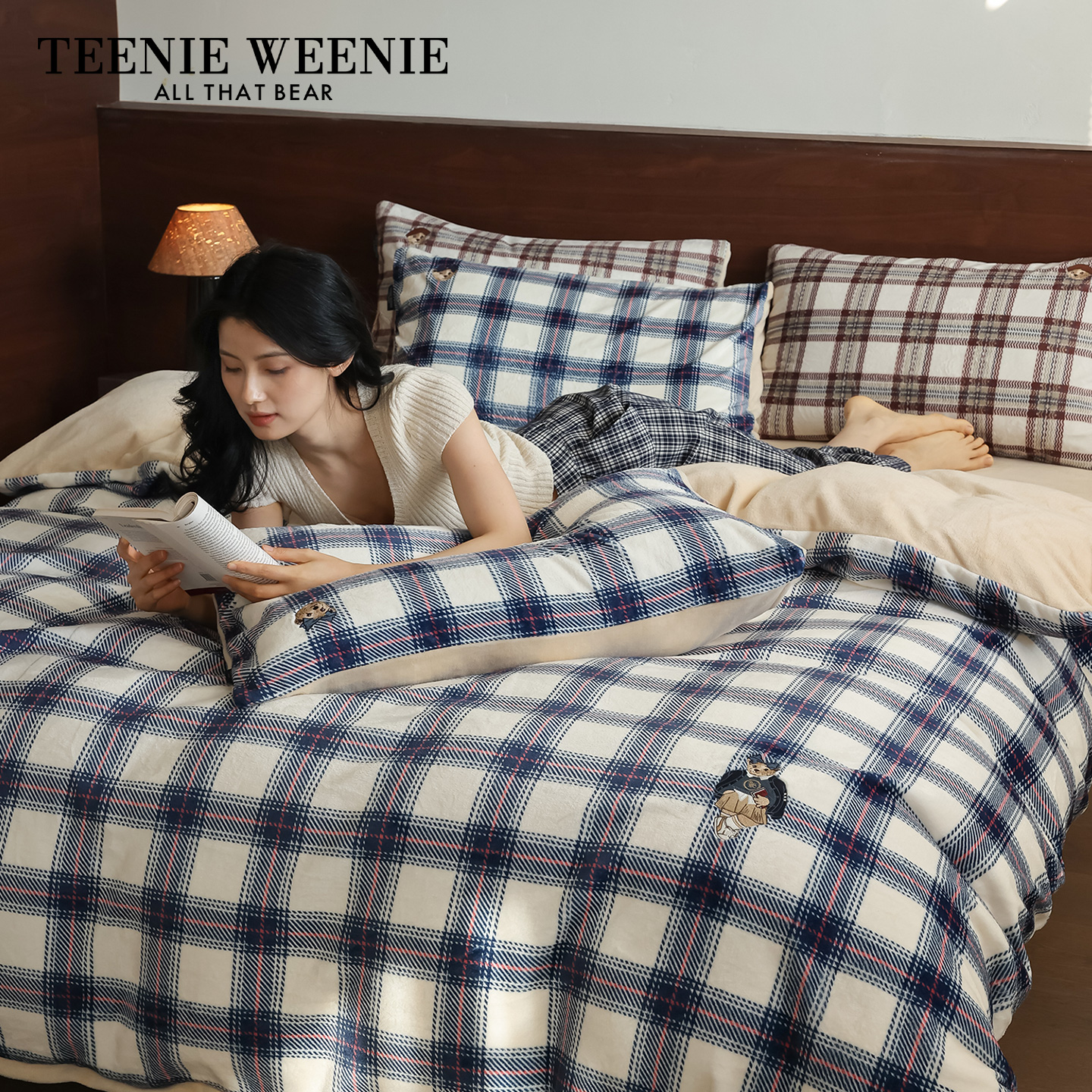 TeenieWeenie小熊格子暖绒四件套