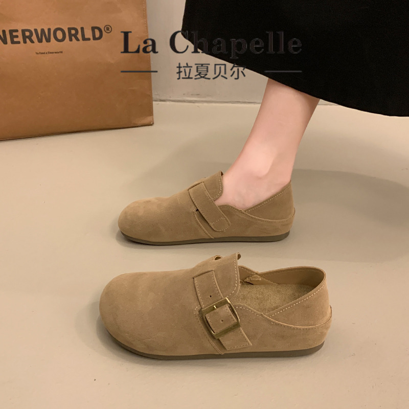 拉夏贝尔厚底复古全包勃肯鞋女