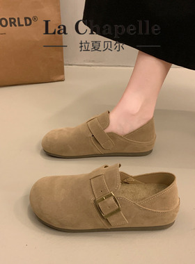 三福爆款厚底复古全包勃肯鞋女2025春秋新款一脚蹬博肯单鞋休闲鞋