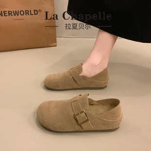 三福爆款厚底复古全包勃肯鞋女2025春秋新款一脚蹬博肯单鞋休闲鞋