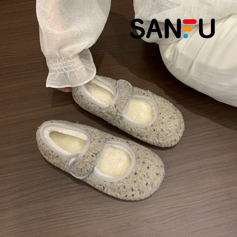 毛毛鞋女加绒保暖棉鞋