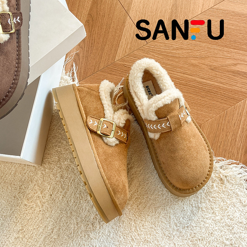 厚底短筒雪地靴加绒棉鞋