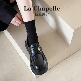三福爆款厚底乐福鞋女2025年新款春秋英伦风小皮鞋一脚蹬jk单鞋子