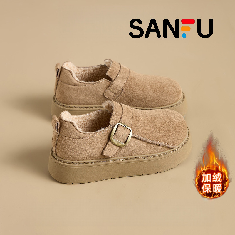 厚底棉鞋女加绒勃肯鞋女