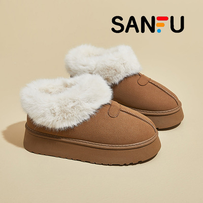 厚底雪地靴加绒加厚棉鞋