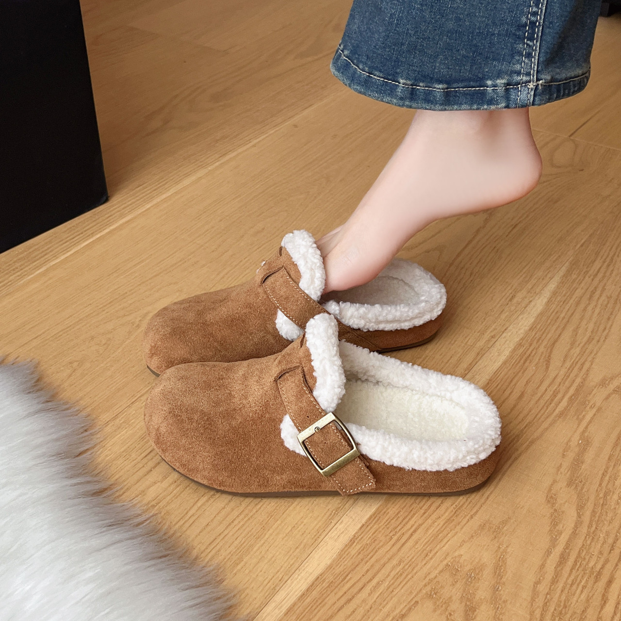 加绒保暖勃肯棉鞋一脚蹬