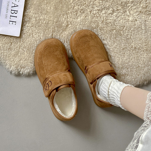 厚底豆豆勃肯鞋加绒棉鞋