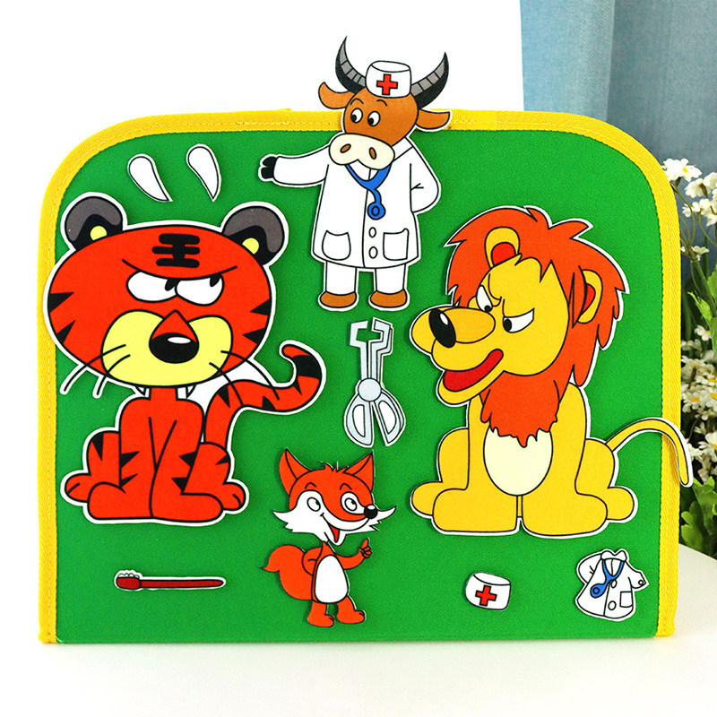 老虎拔牙毛毡儿童绘本故事表演道具课堂互动早教玩具益智启蒙教具