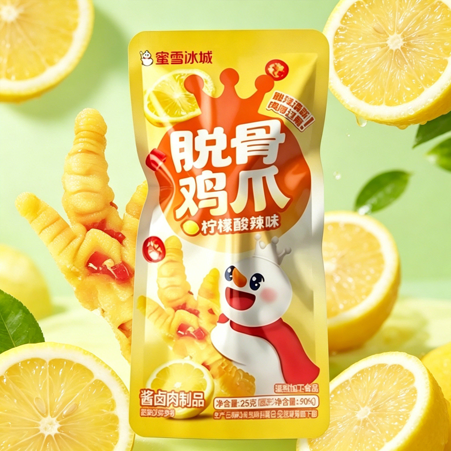 蜜雪冰城无骨鸡爪脱骨凤爪柠檬剁椒味凤爪雪王酸辣鸡肉鸡爪零食