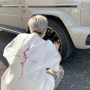 短袖男生夏季t恤新款美式夏天潮牌半袖宽松重磅纯棉上衣体恤男款