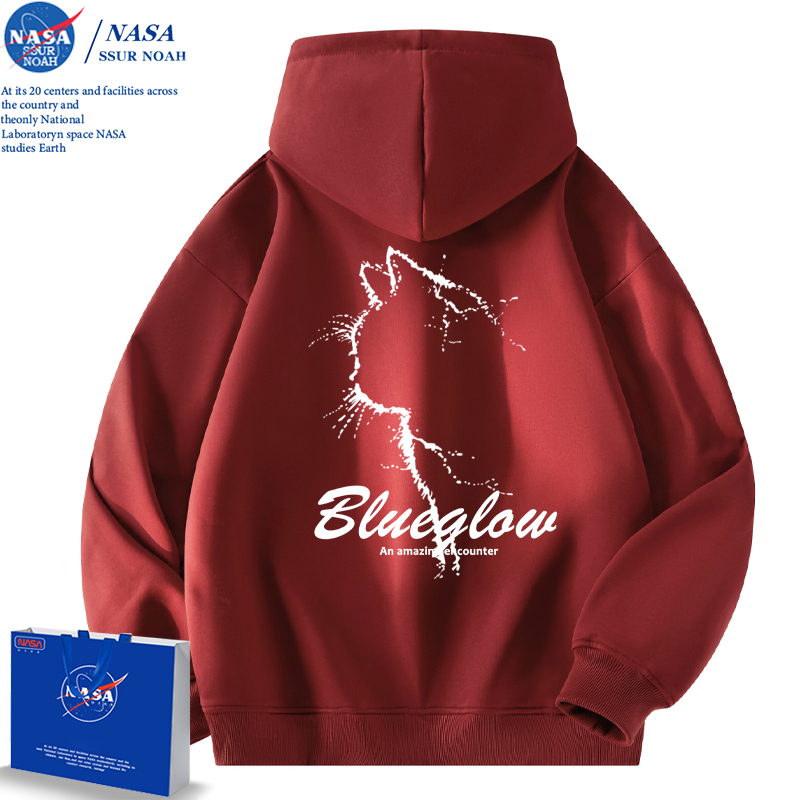 美式酒红色卫衣男女款情侣装外套