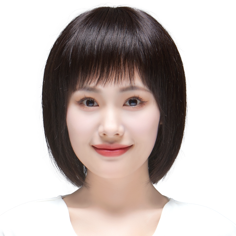 黛伦丝全真人发丝波波头假发套