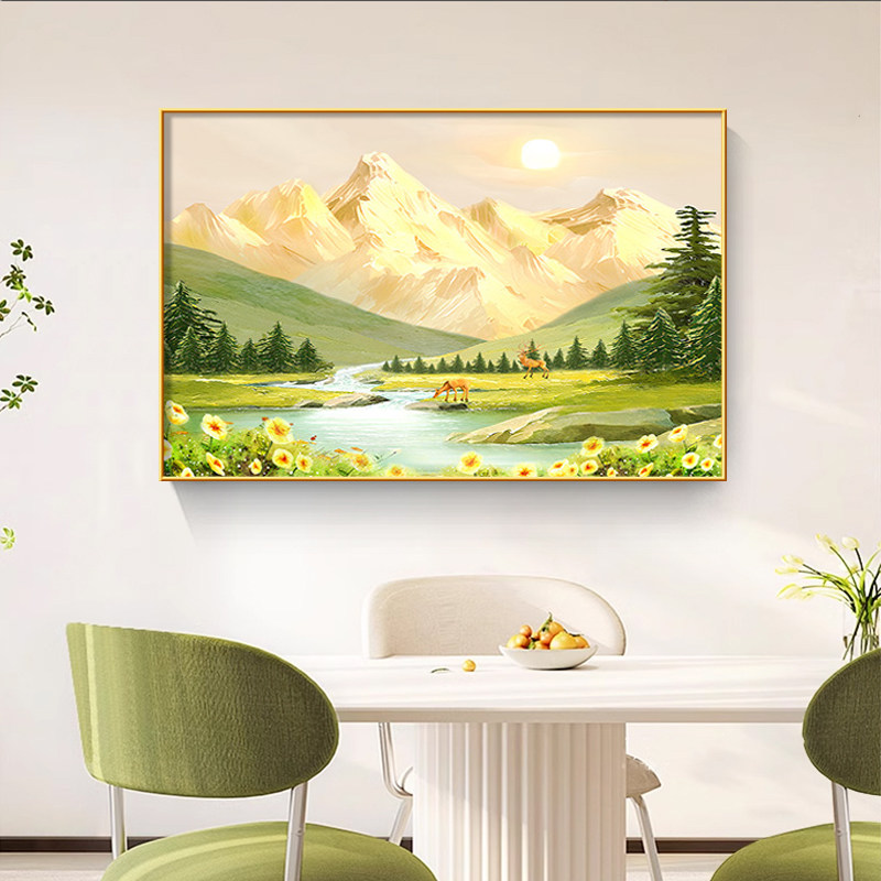 5D钻石画镶满钻石高端客厅日照金山钻石画砖石画2025新框架十字绣
