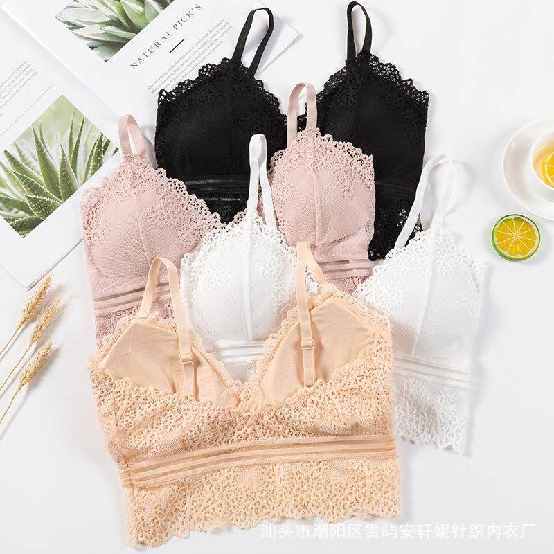 新款直销跨境蕾丝美背裹胸内衣大码胖mm抹胸吊带背心无钢圈文胸