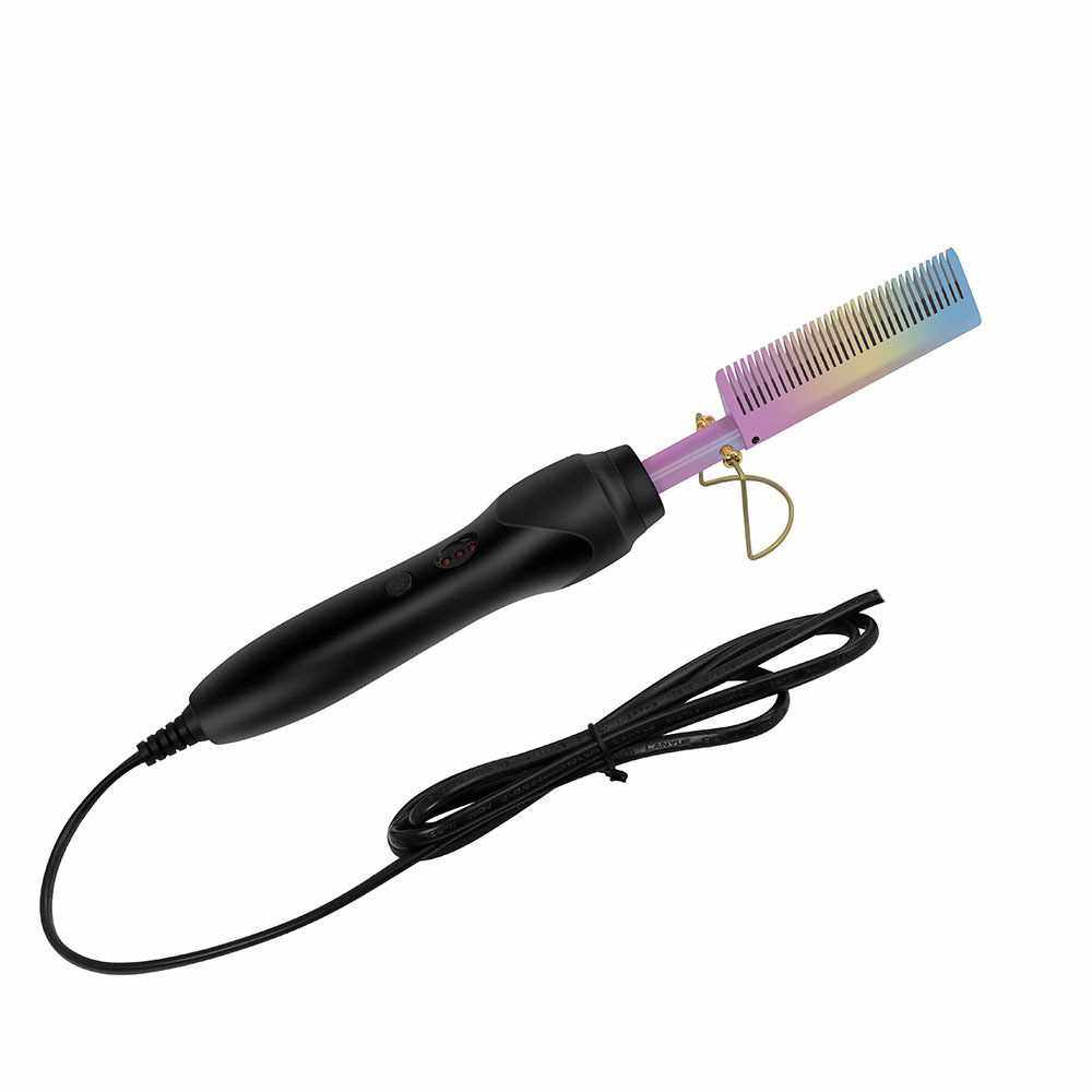 新款直销亚马逊电热铜梳子多功能卷发棒家用卷发器电动直发梳干湿