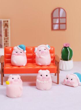 新款直销微景观小摆件卡通小猪树脂工艺品汽车创意内饰家居桌面装