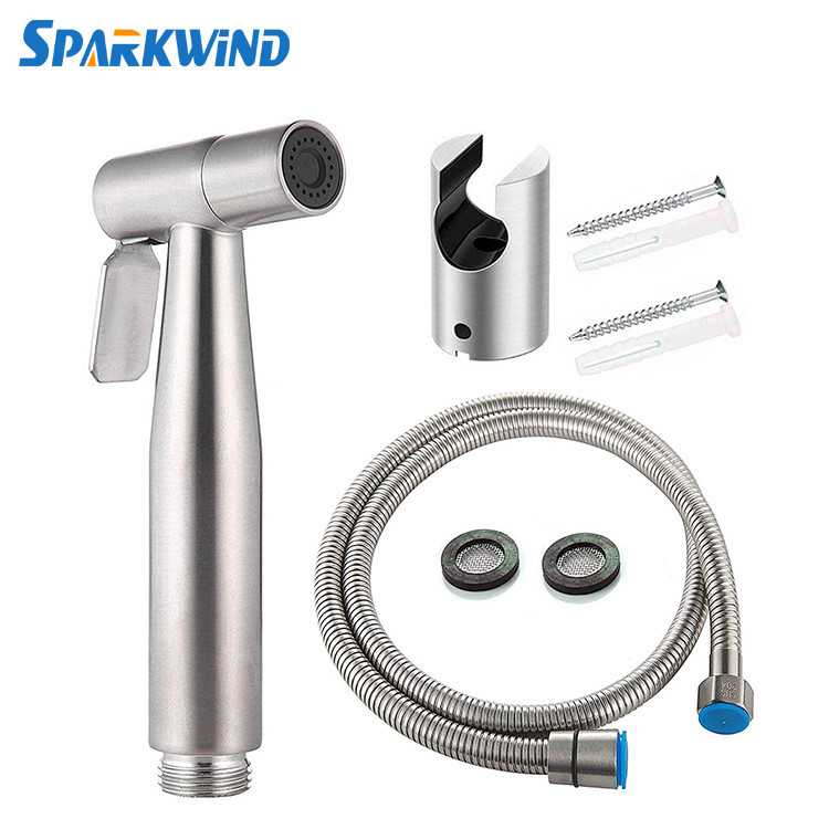 新款直销304不锈钢拉丝色黑色增压妇洗器马桶伴侣喷枪小花洒套装