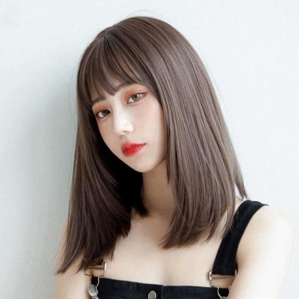 新款直销假发女中长发全头逼真锁骨短直发时尚自然学生圆脸网红整