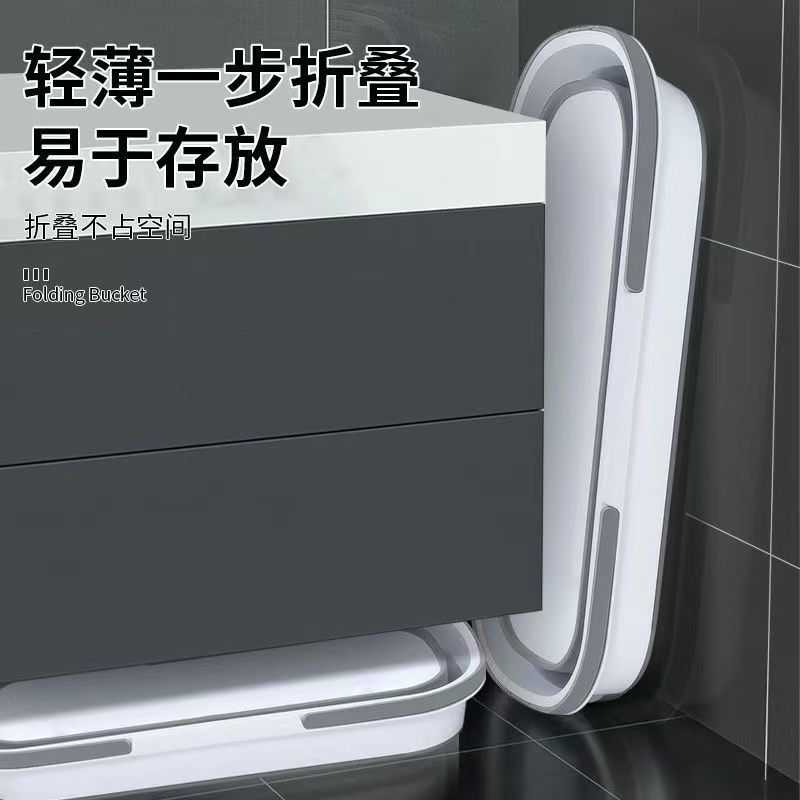新款直销便携大号可折叠水桶拖把洗车桶塑料带滑轮家用移动双提手