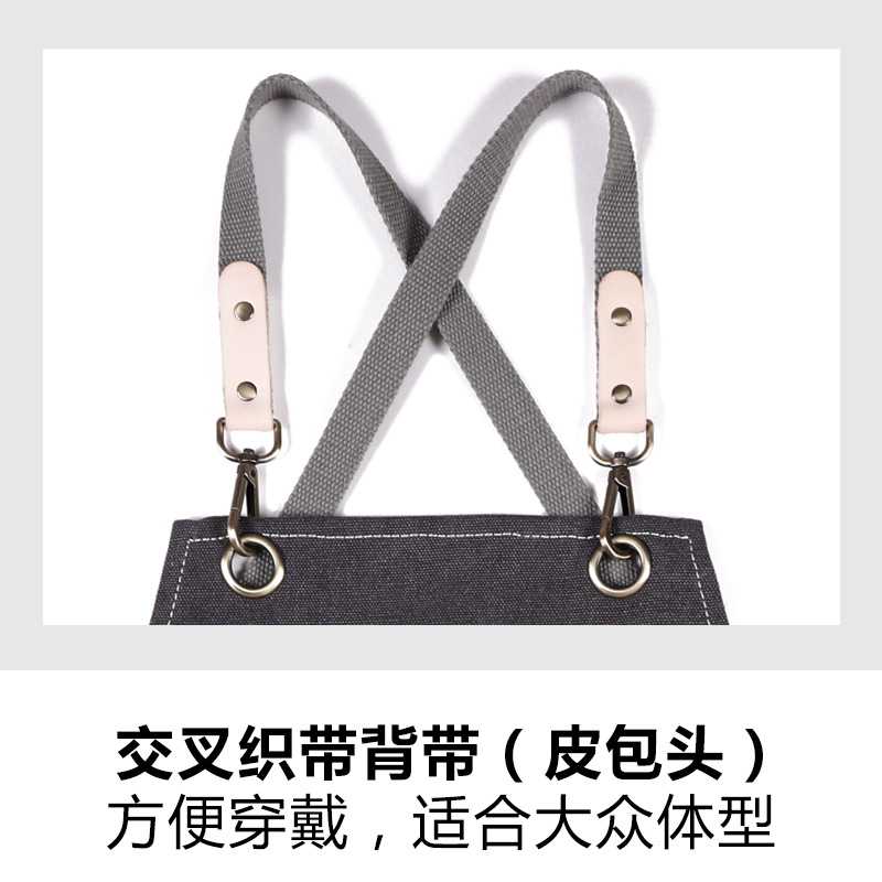 新款直销亚马逊加厚帆布围裙定制logo奶茶店酒吧厨师理发店工作服