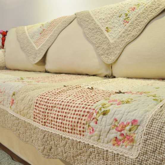 新款直销 韩式温馨田园水洗棉绗缝布艺 组合全棉沙发垫沙发巾防滑