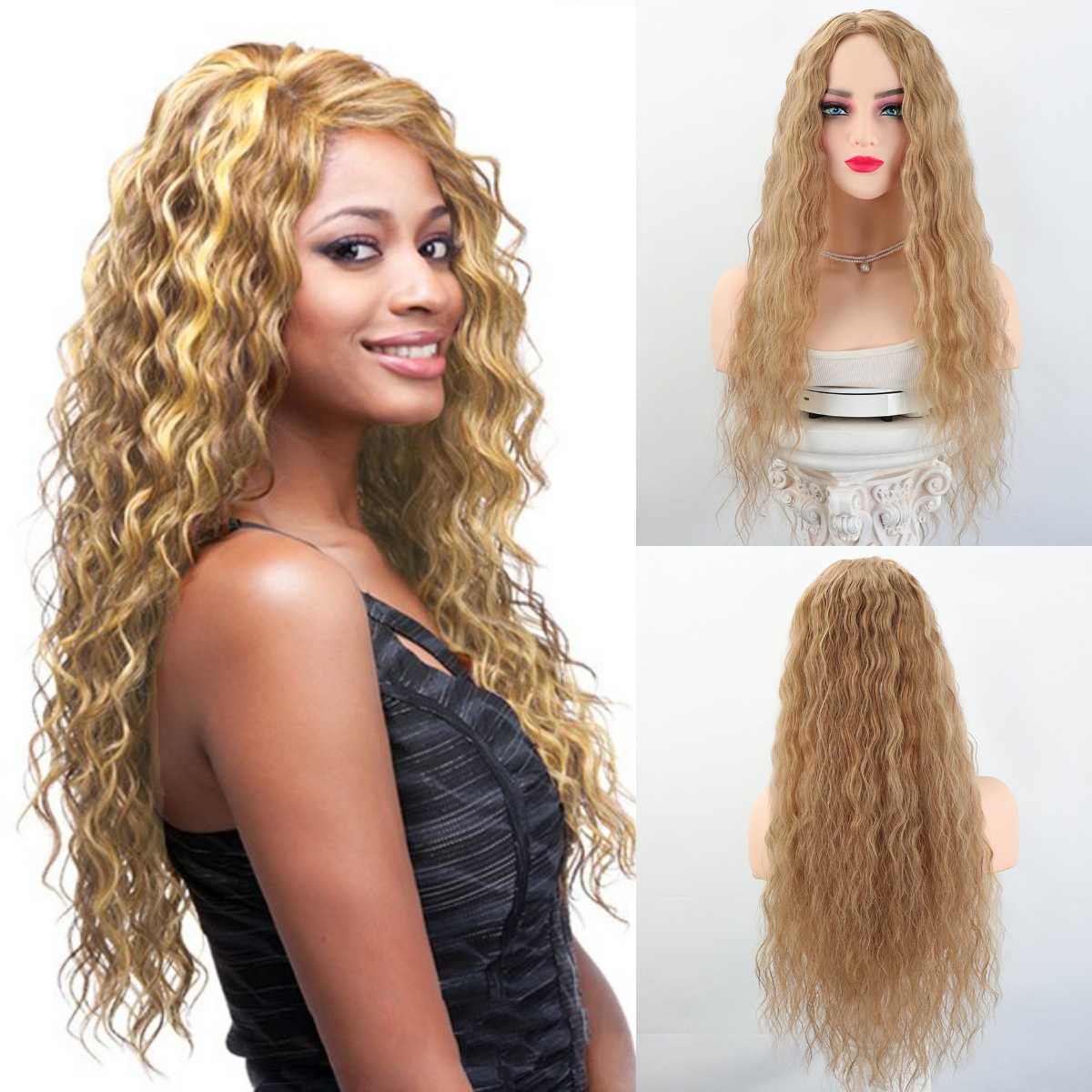 新款直销假发 欧美非洲女士金色玉米须假发 许昌外贸假发一件0033