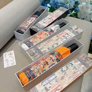 新款直销马车遮阳伞全自动女晴雨两用黑胶防晒防紫外线太阳伞雨伞