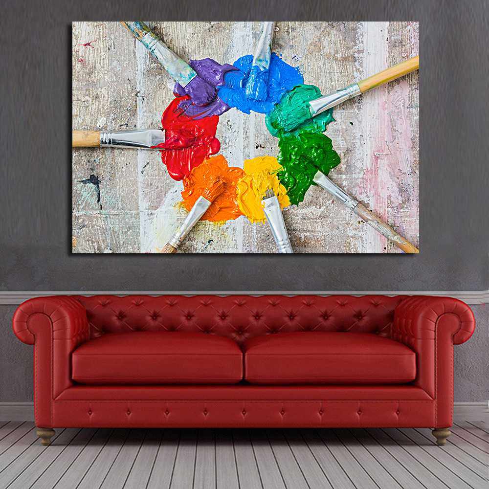 新款直销单幅画笔颜料画现代家居装饰客厅卧室喷绘画墙画油画挂画,家居饰品,油画,淘宝优惠券,粉丝福利购,淘宝优惠卷