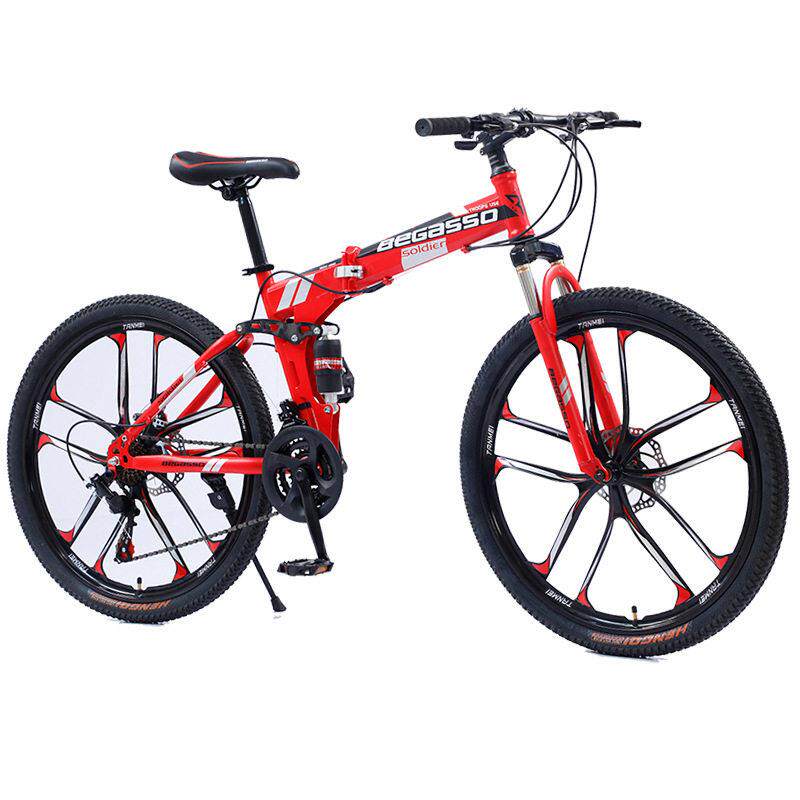 新款直销折叠山地自行车变速山地车软尾bike户外越野车自行车26寸