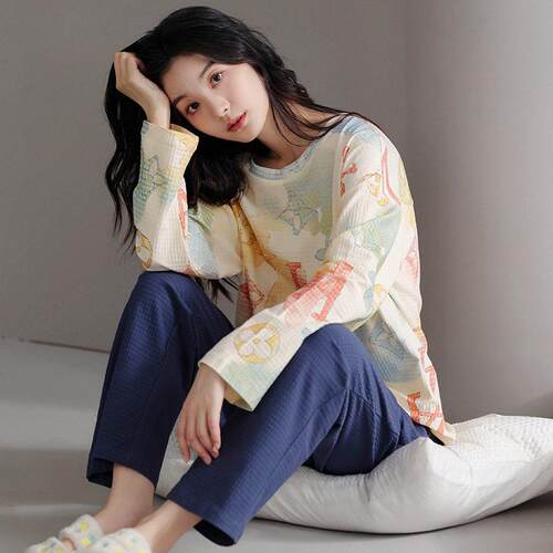 新款直销睡衣女春秋款纯棉长袖女款秋季2025年新款全棉薄款夏季家