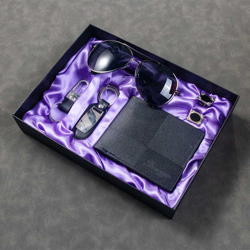 新款直销跨境高端商务礼品套装钱包太阳镜钥匙扣男士实用情人节圣