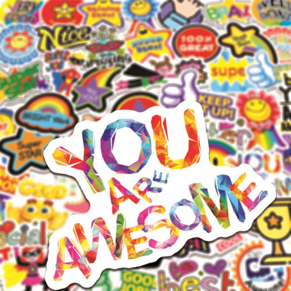 新款直销50张新学校奖励儿童涂鸦贴纸自行车电脑笔记本电动车水杯