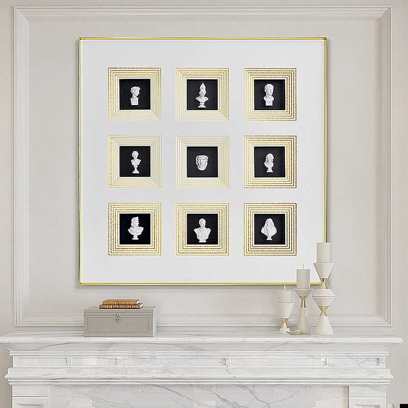 新款直销欧式装饰画样板房入门玄关挂画立体人像组合实物画正方形图片