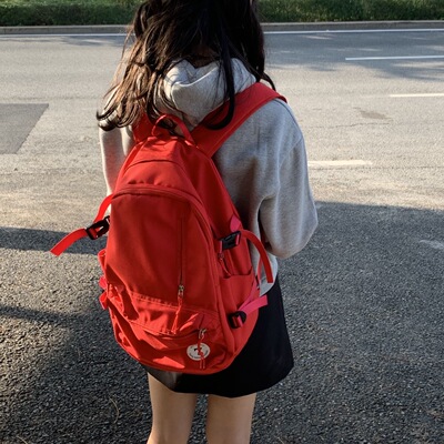 Greenday日系简约双肩包2025新款ins百搭大容量书包学院风包包女